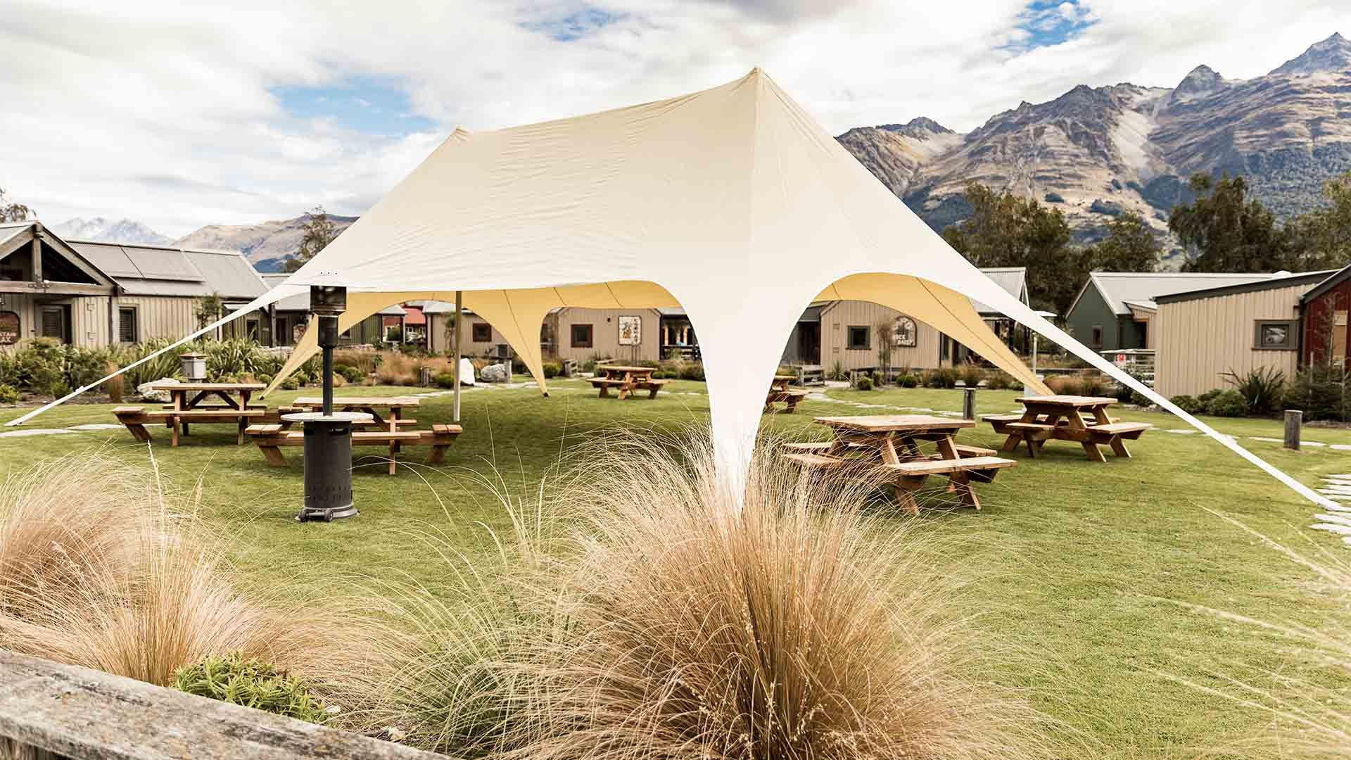 Marquee setup at The Headwaters Eco Lodge