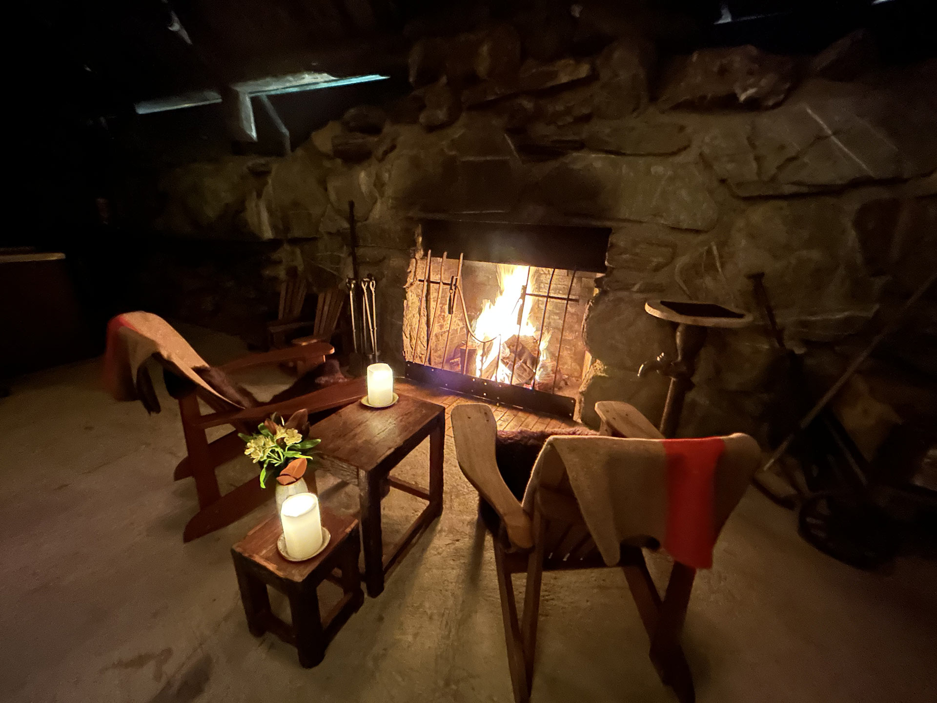Open Fire at The Headwaters Eco Lodge
